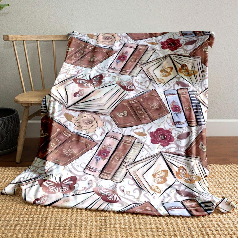 

Vintage Books Butterflies Floral Blanket bedroom Blanket for Livingroom Couch lunch break Soft throw for Friend s festival Gift 80cm x 120cm