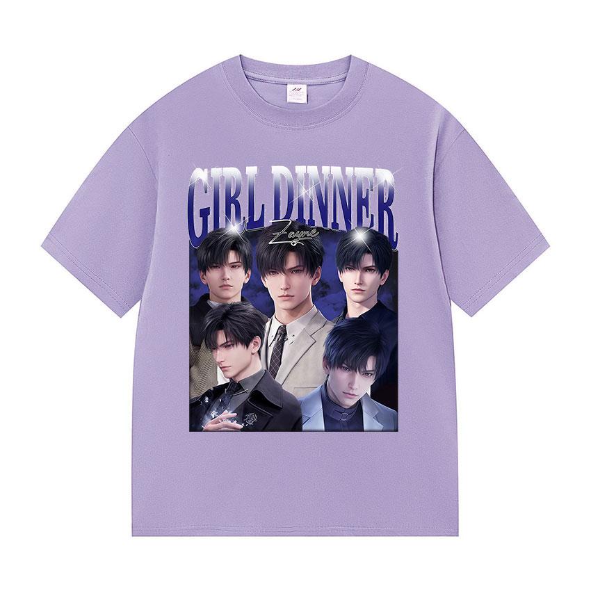 Dívčí večeře Zayne Love a Deepspace Potisk Trička Anime Pánská Dámská Móda O-výstřih Trička Léto Bavlna Krátký Rukáv Tričko