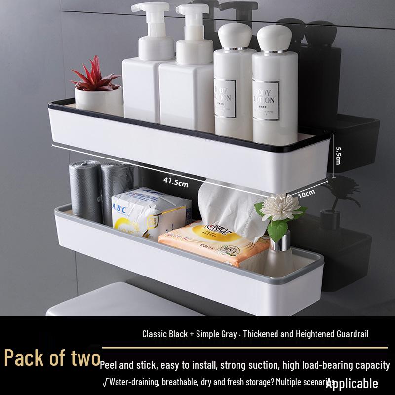 Wall-Mounted Bathroom & Kitchen Storage Rack, No-Drill
