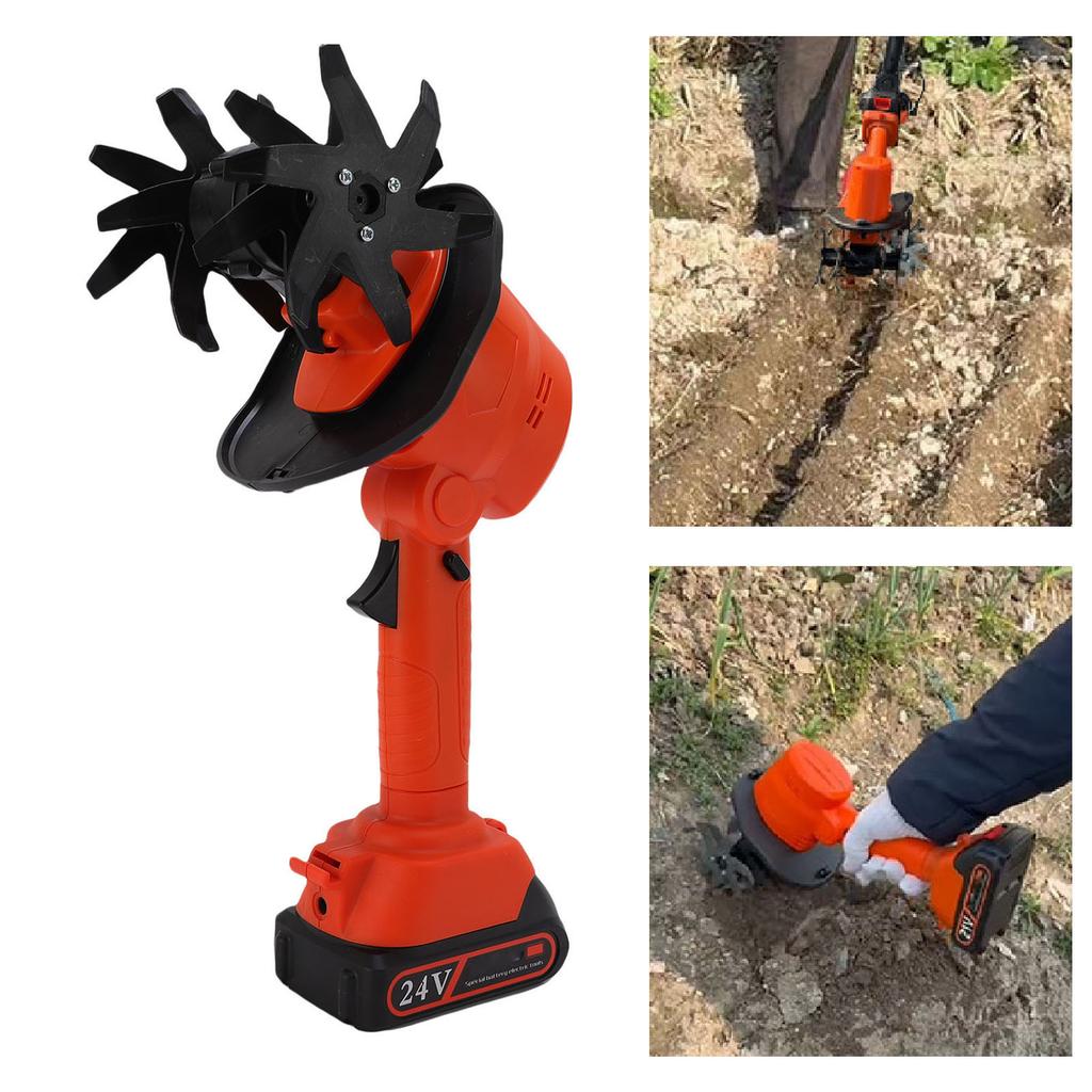 Cordless Tiller Cultivator Battery Powered Garden Cultivator Mini Tiller for Weeding Battery Charger Included 100-240V