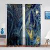 Abstract Marble Navy Blue Gold Marbling Sheer Curtains for Living Room Bedroom Decoration Window Chiffon Tulle Curtains Kitchen