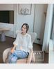 Women's Floral Lace Shirt with Lantern Sleeves - 2022 Spring/Summer Chiffon Hollow Top