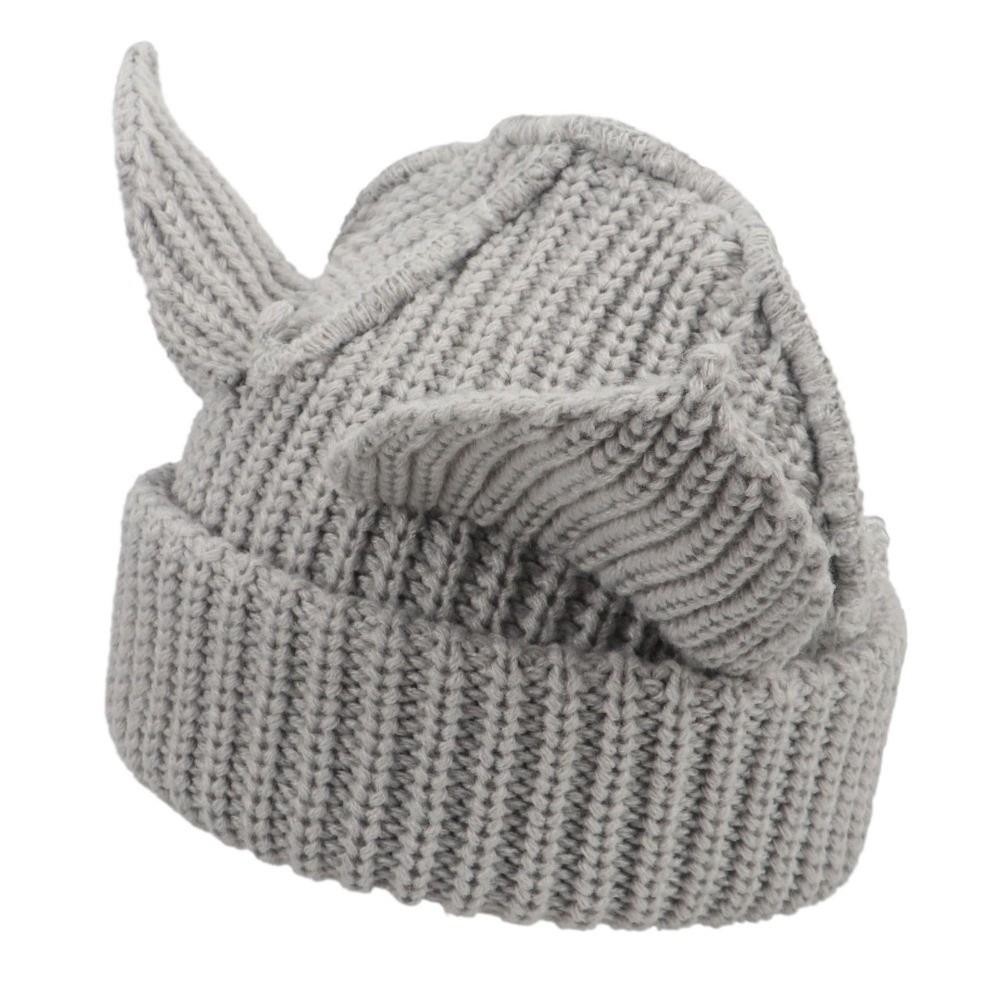 Stretchable Knit Cat Ear Beanie Yarn Striped Beanie Gifts Knitted Beanie Hat  Women and Men