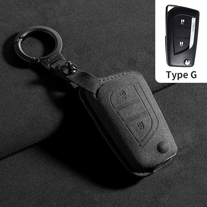 

Suede Car Key Cover Case Protect Shell Buckle For Toyota Corolla Camry Highlander Rav4 Levin Reiz Hilux Car Keychain Accessories
