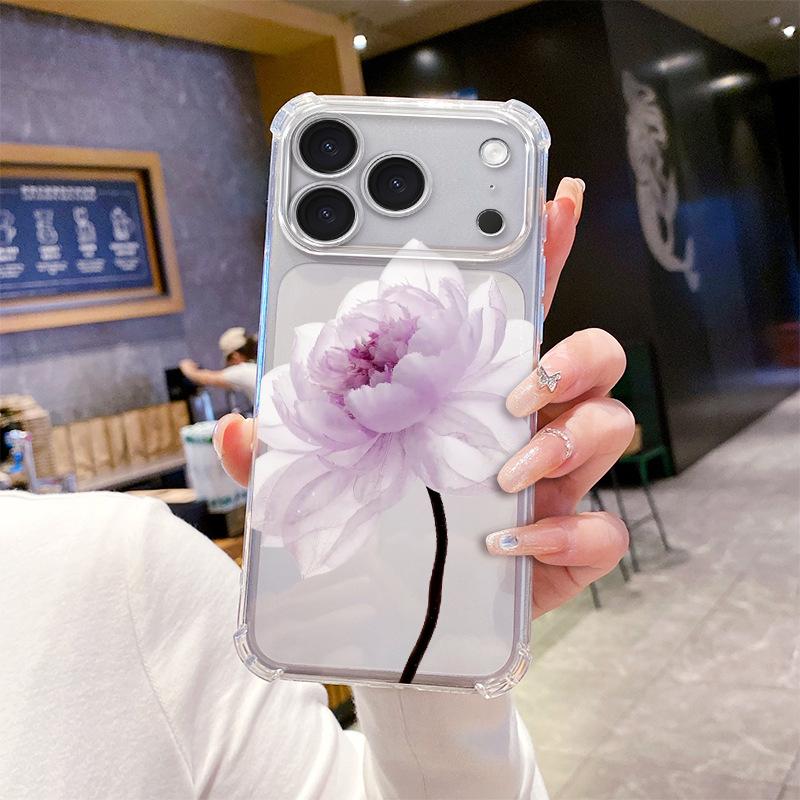 Amazon Hot-selling Lavender Flower Apple 16 Mobile Phone Case High-value iPhone17 Anti-drop Transparent Soft Case 13pm