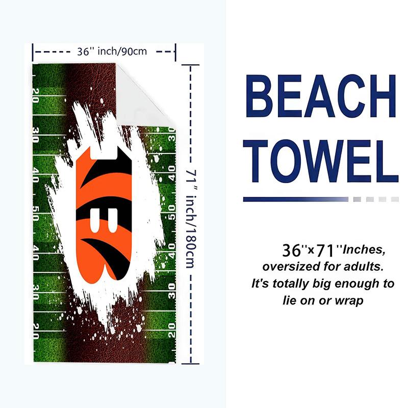 Cincinnati Bengals Print Beach Towel, Large Soft Quick Dry Towel for Beach Camping Swimming