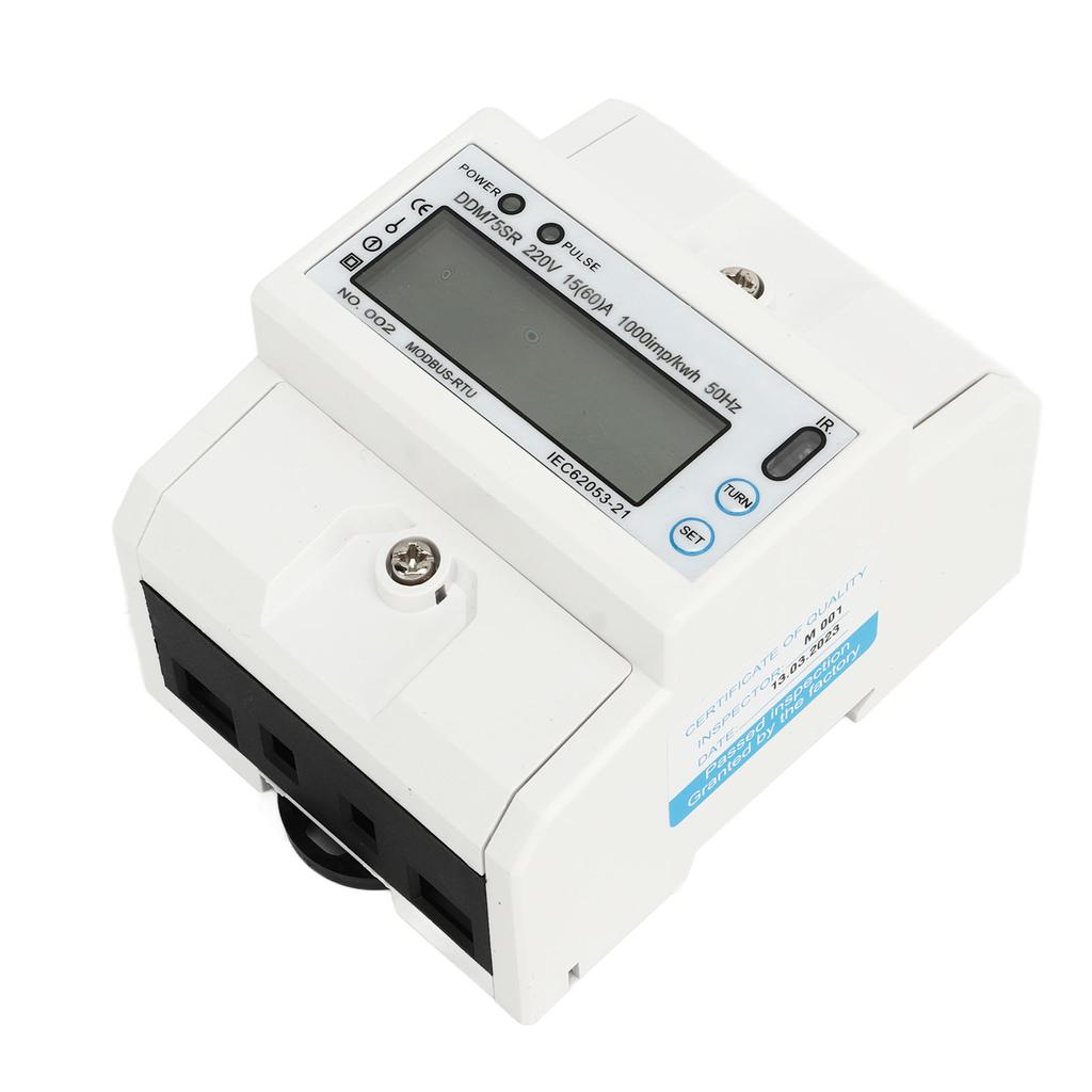 Digital Energy Meter Single Phase Electric LCD Kwh Wattmeter Power Consumption Tester 4P RS485 Din R