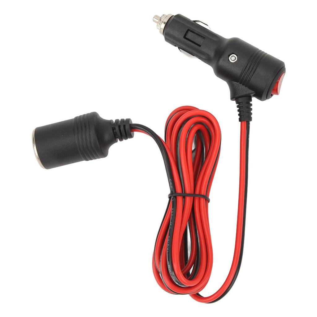 Cigarette Lighter Switch Cigarette Lighter Adapter Plug, -24V Male Female Cable with 15A Fuse,