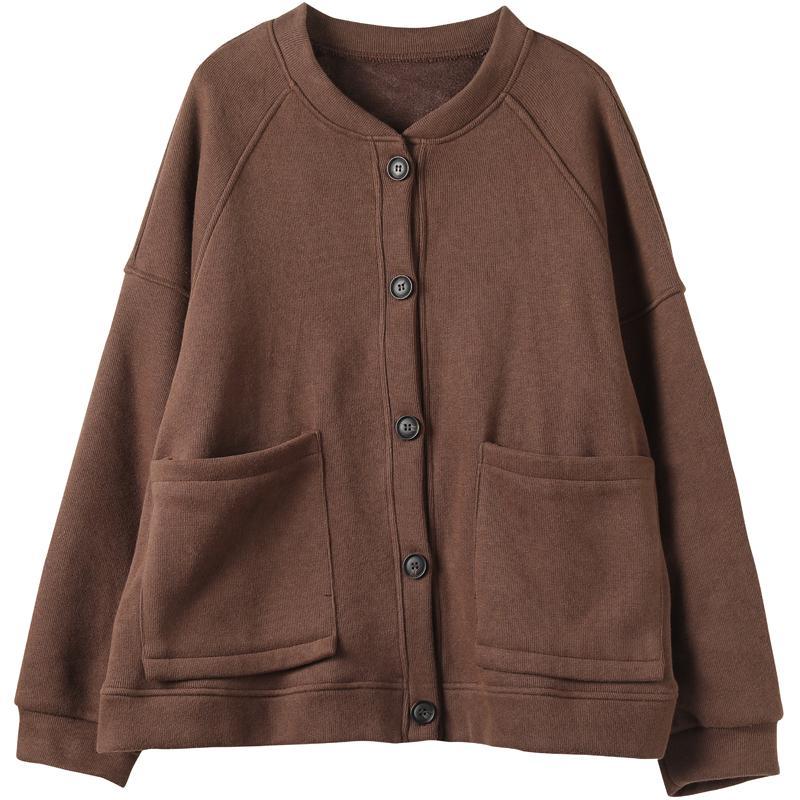 Damen Übergröße Strickjacke mit Fleecefutter für Frühling & Herbst - Winter Oberbekleidung / Herbst & Winter Baseballjacke Top