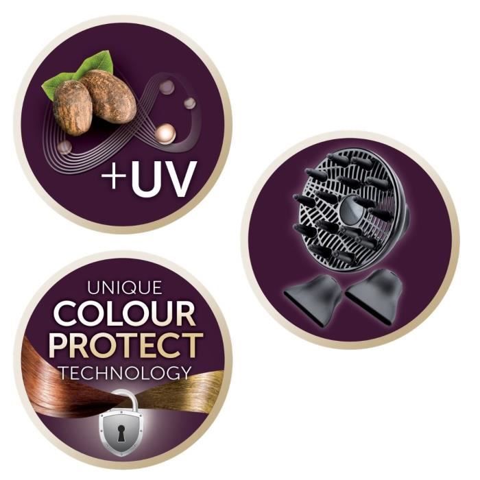 REMINGTON AC8605 Sèche-Cheveux Professionnel Ionique Colour Protect 2300W, Soin Micromoléculaire Huile Karité et Filtres UV