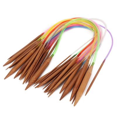 Multicolor Plastic Pipe Carbonized Double Annular Bamboo Sweater Needles(60 Cm23.6 In)