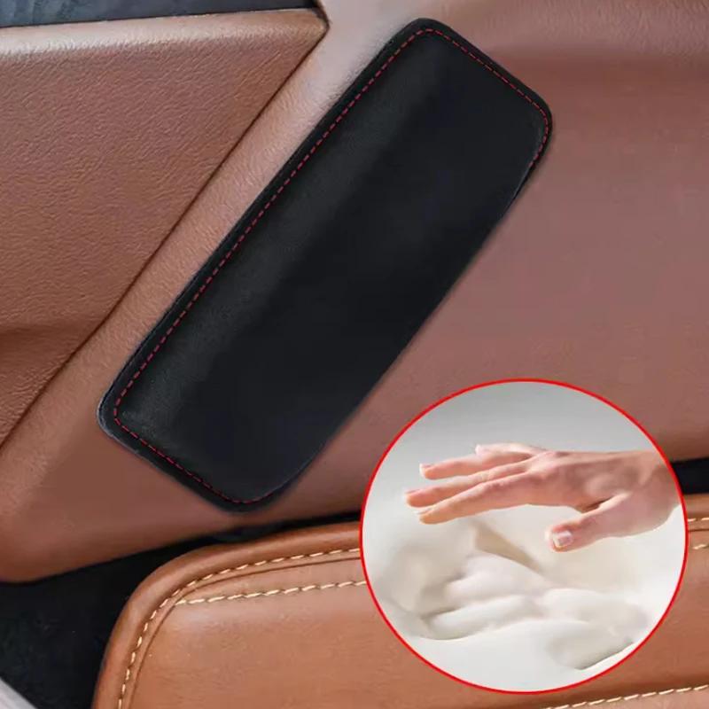 Car Knee Pads Black Suede Leather Inside Knee Cushion Thickened Anti-collision Thigh Support Pad Automobile Interior Accessories