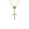 Double Layer Cross Pendant Necklace, 18K Gold Plated Paved Zircon Crucifix Choker, Stacked Faith Necklace for Women