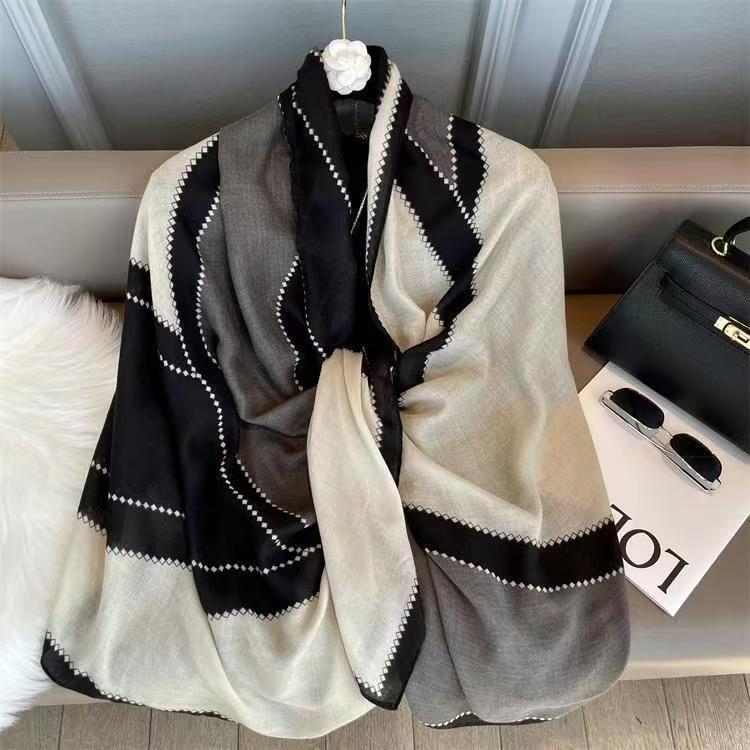 Scarf Women'S Spring Silk Scarf Long Simple Shawl Fashion Versatile Scarf Neck Protection