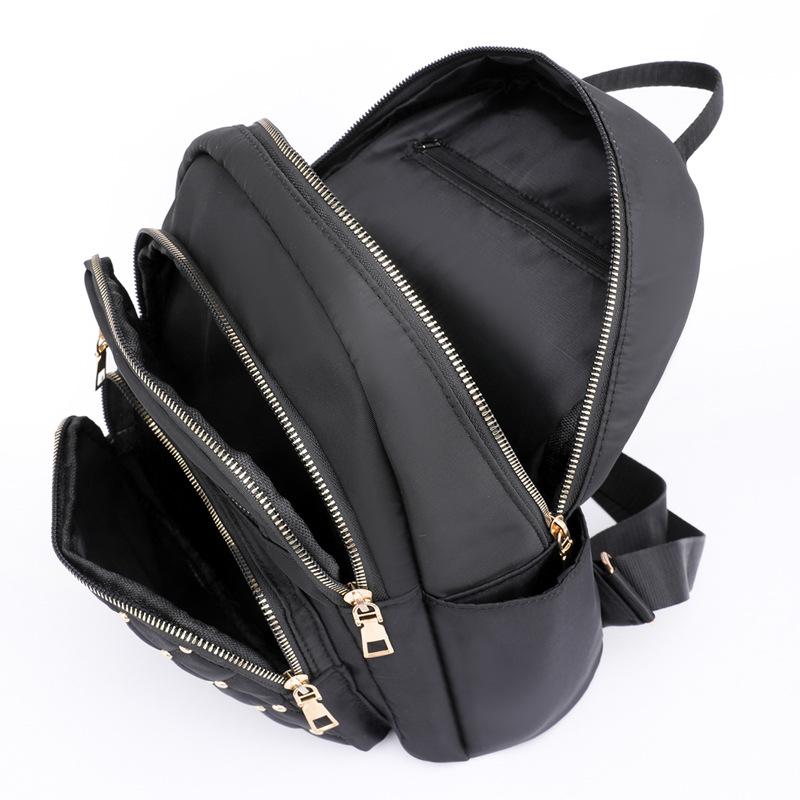 Solid Color Diamond Grid Car Stitching Rivet Fashionable Backpack with Women's Texture, Large Capacity, Simple Backpack