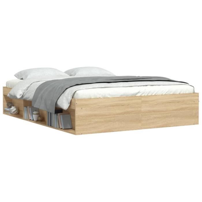 VidaXL Cadre de lit chêne sonoma 140x190 cm 3203903