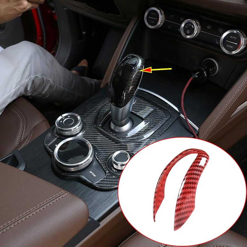 

Carbon Fiber ABS Plastic Car Center Console Gear Shift Head Cover Trim Accessories for Alfa Romeo Giulia Stelvio 2017-2019 (Black) красный