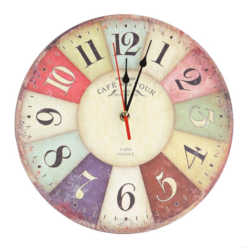  Retro Wooden Wall Clock Owl Rooster Vintage Rustic Non-Ticking Silent Quiet Home Office Kitchen Decor