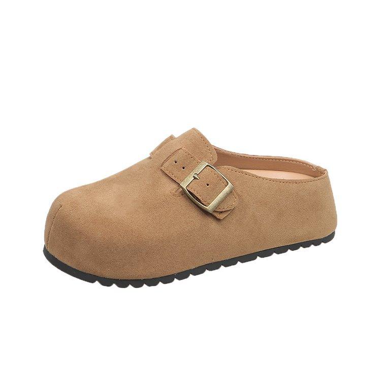 

[Youshilai] Ретро универсальные женские полушлепанцы на толстой подошве, новая мода весна 2025, уродливые и милые, повседневные 40 верблюд