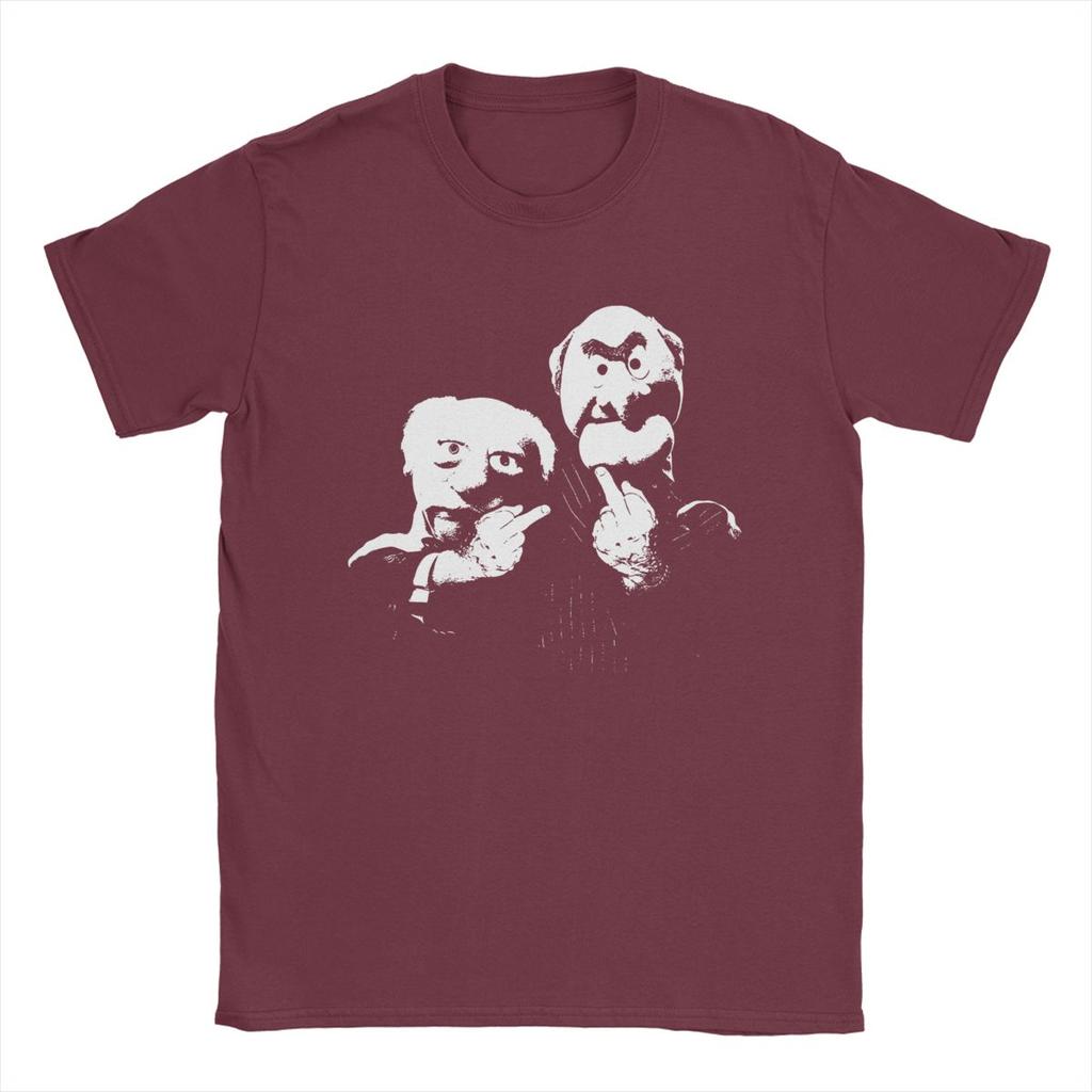 Statler Und Waldorf Stinkefinger Herren T-Shirts Lustige T-Shirts Kurzarm Rundhals T-Shirt Reine Baumwolle Geschenkidee Kleidung