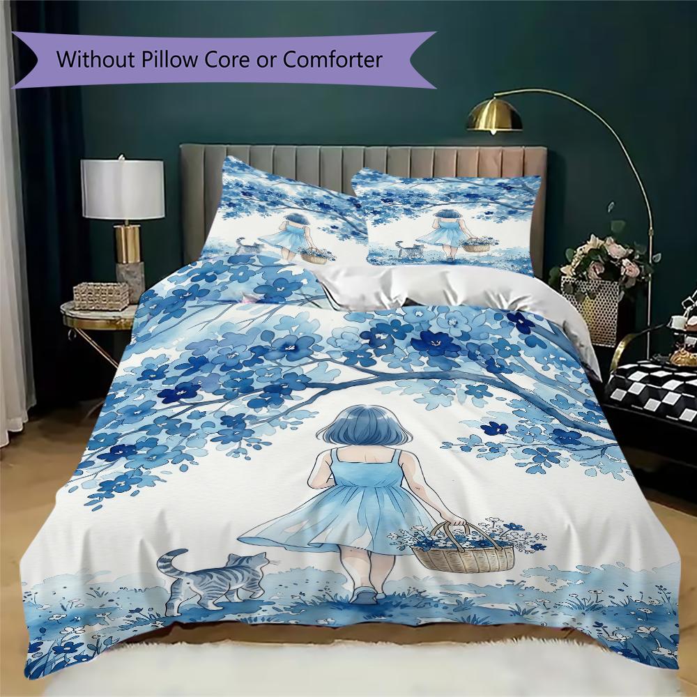 Watercolor style Pattern Bedding uilt Set uilt Cover Pillowcase Home Decoration Birthday Gift (1 * duvet cover + 2 * pillowcase  without core)