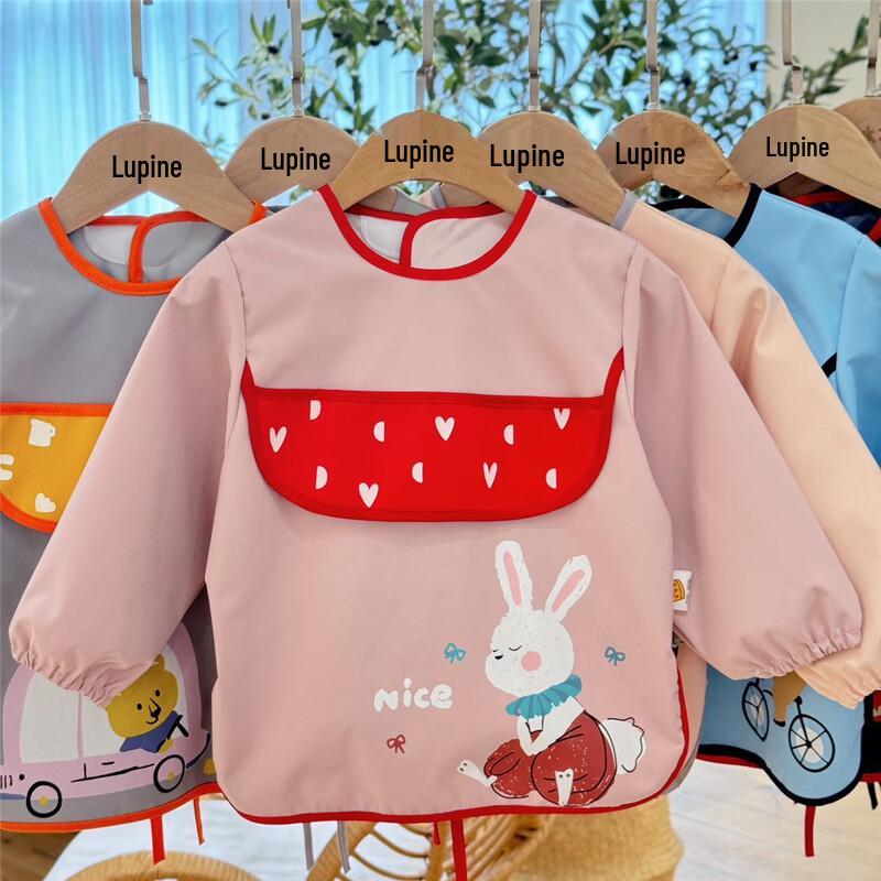 Baby Waterproof Apron - Pink Long-eared Rabbit