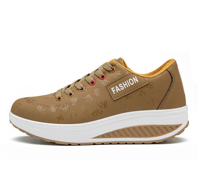 Leather Outdoor Rocking Shoes Sneakers Single Shoes Muffin Shoes Large Size Women's Shoes
