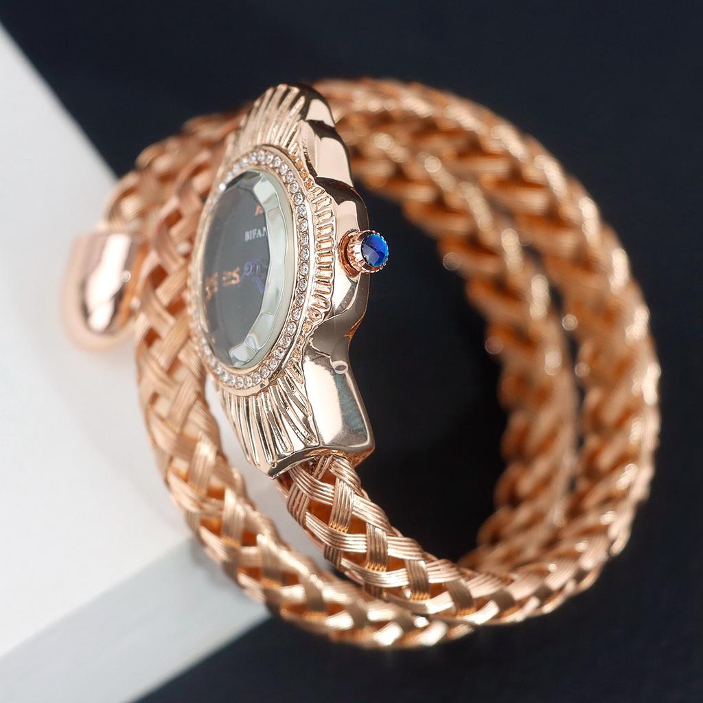 Women Quartz Watch Unique Snake Shape Bracelet Watches Wire Braided Wristwtatch