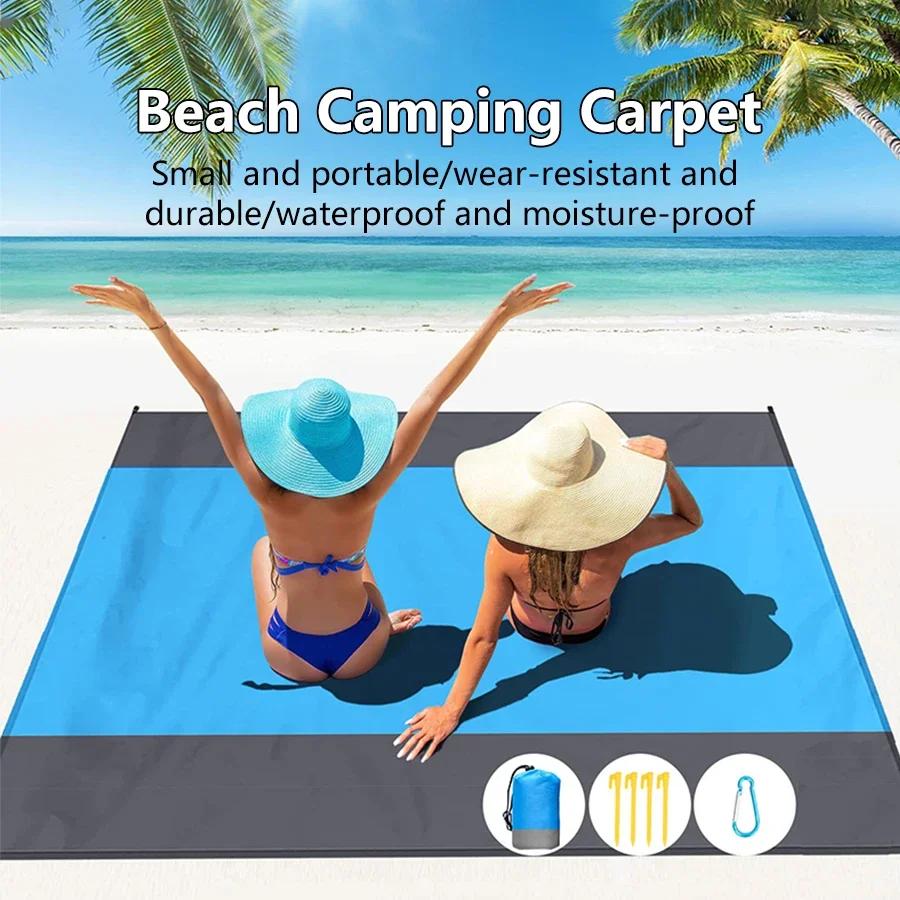 Portable Sandproof Beach Mat Beach Blanket Waterproof Quick Drying Lightweight Picnic Mat for Travel Camping Hiking