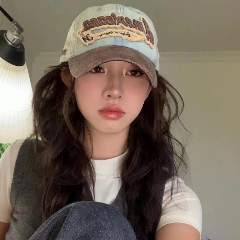 

English Baseball Cap Versatile Short Brim Visor Big Head Circumference Face Cowboy Cap Women adjustable