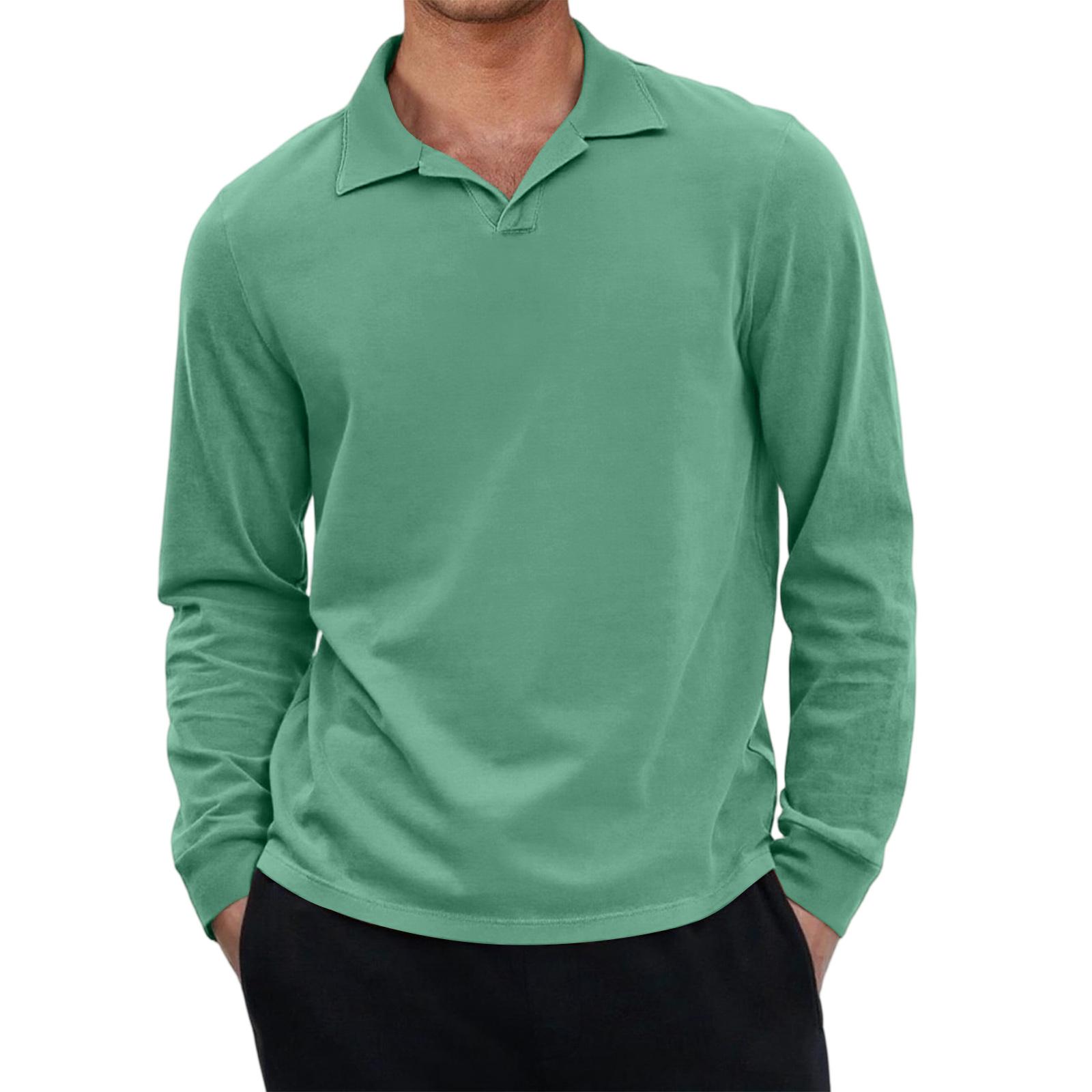 

Мужской повседневный ретро топ с маленьким V-образным вырезом и длинными рукавами S зелёный