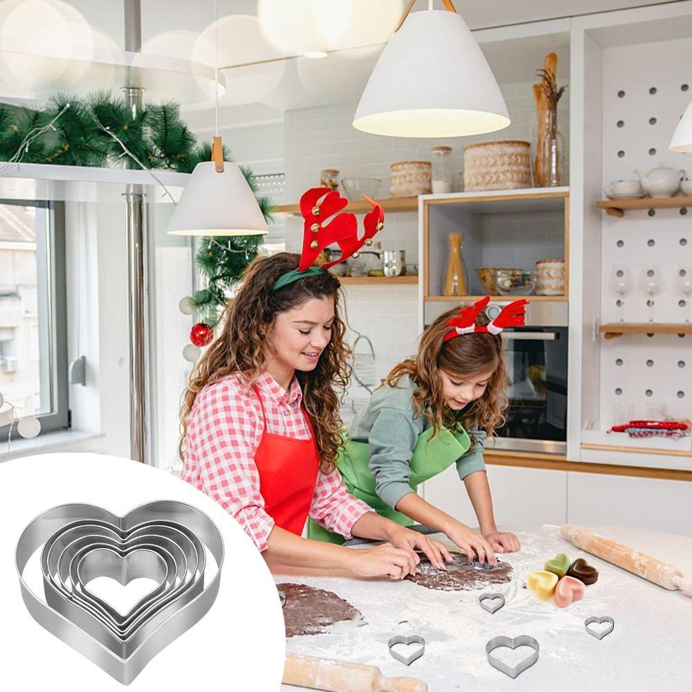 5Pcs Heart Shaped Pentagram Biscuit Cutters Stainless Steel Pastry Cutters  Pastry Making