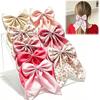 8Pcs Fabric Floral Print Bow Hair Clips Flower Ribbon Spring Clips  Women Hair Styling
