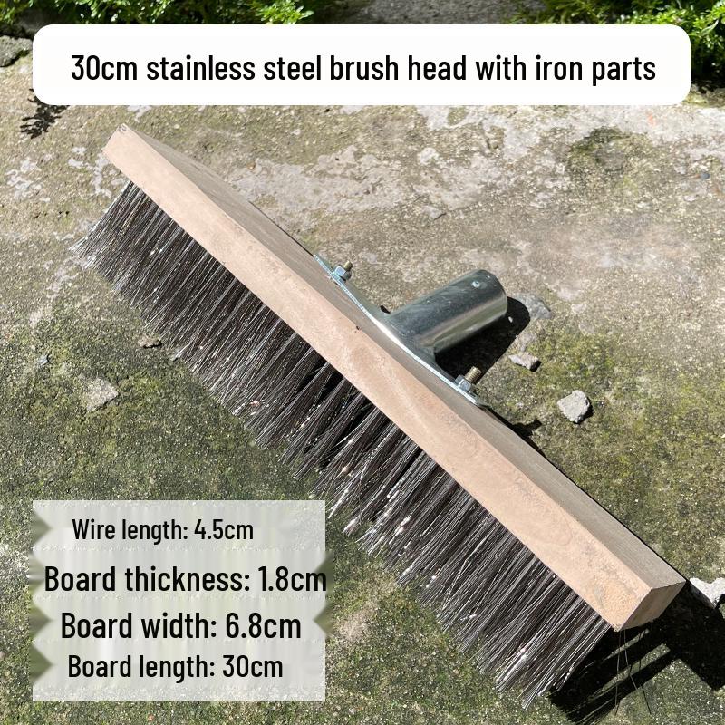 Stainless Steel Wire Floor Scrubber with Long Handle and Hard Bristles