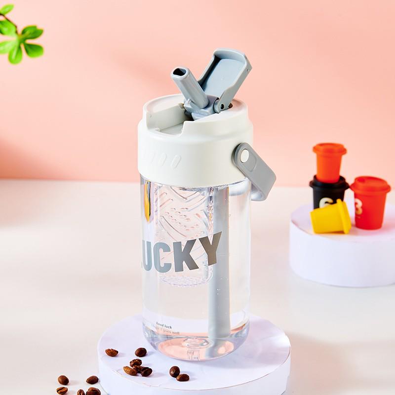 High-Value Flower Tea Portable Straw Cup - Heat-Resistant, Water-Separating Design for Students 600ml-800ml