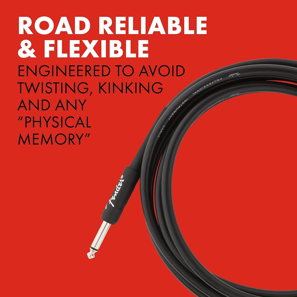 Fender Shielded Cable Professional Series Instrument Cable, Straight/Straight, 10', Black