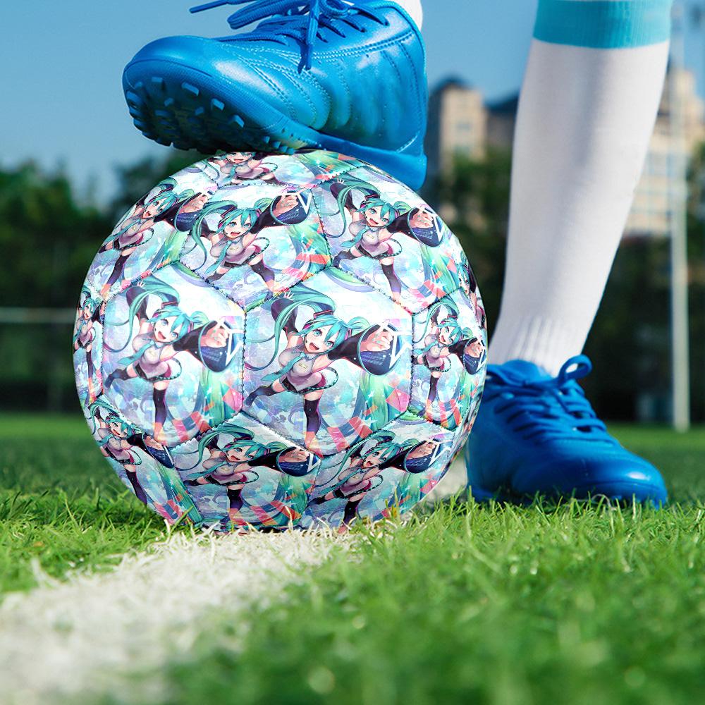 Miku Anime Indoor Soccer Ball Size 5 Colorful All Ages Machine Stitched PVC Competition Ready Durable High-Bounce