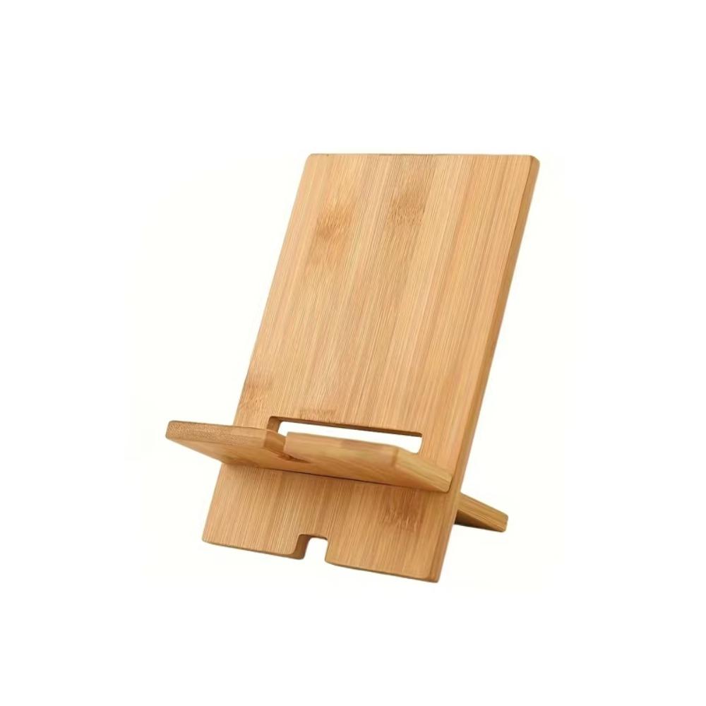 Multi-Functional Bamboo Phone Holder Multi-Angle Smartphone Charging Bracket Desktop Use 8x14cm
