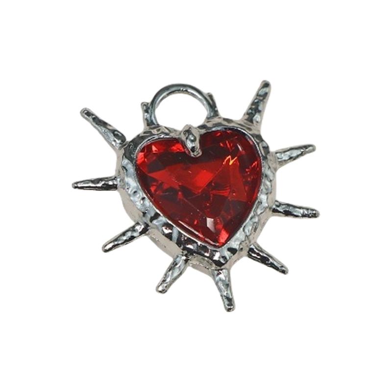 Sparkling Heart Shaped Crystal Studded Earring Necklace Pendant Set Lightweight Alloy Jewelry Findings For Women
