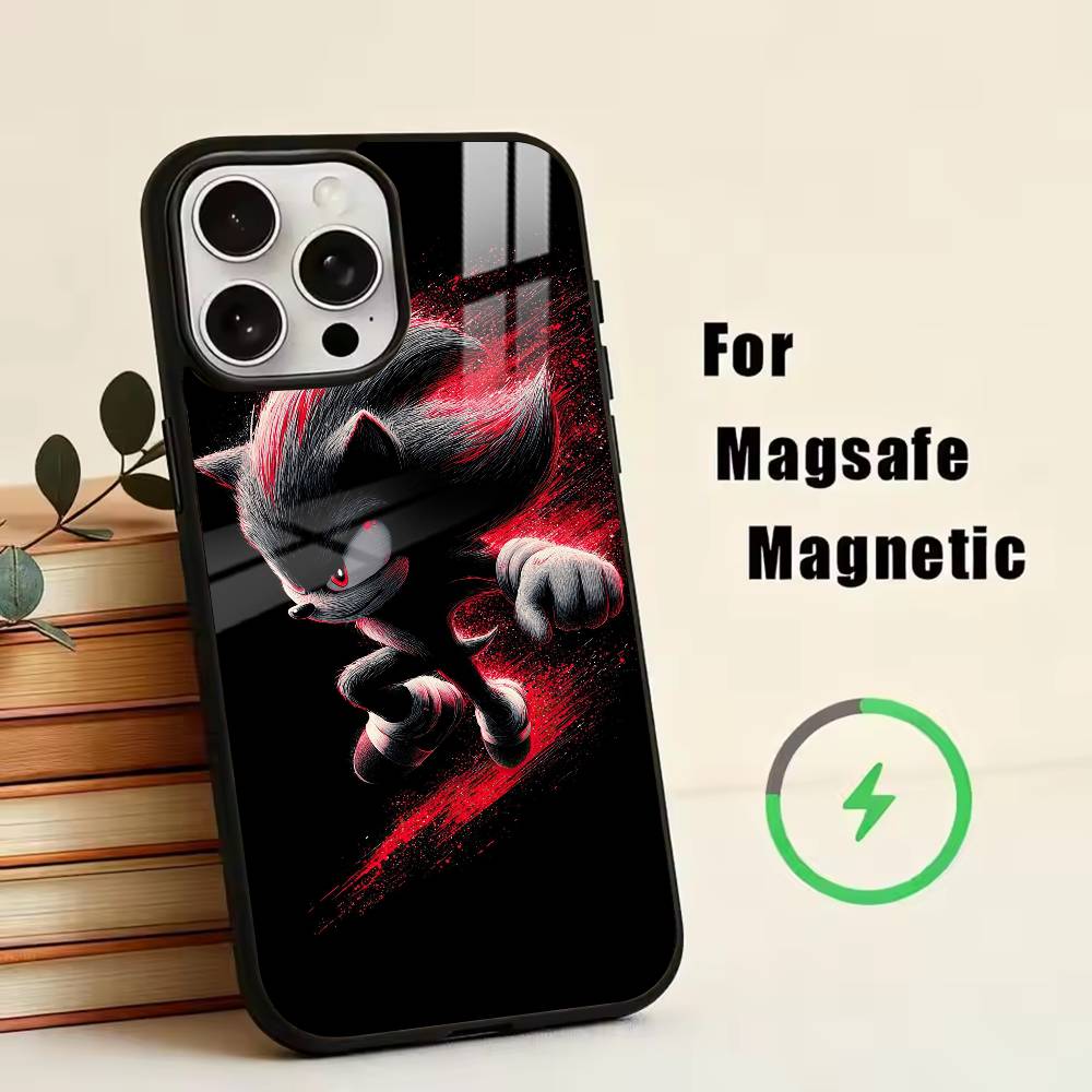 S-Shadow the Hedgehog Phone Case For iPhone17,16,15,14,13,12,11 Plus,Pro Magnetic with Magsafe Wireless Charging