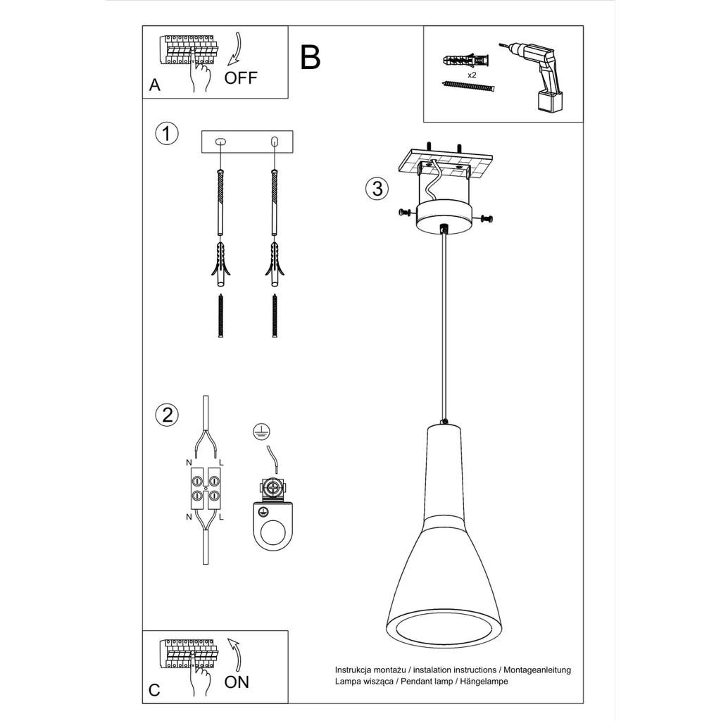 Lampa Wisząca Empoli 1 E27 Szary Beton Sollux Sl.0280