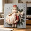 Framed Pearl Art DIY Kit with Nutcracker and Pumpkin Christmas Pattern 3D Sparkling Bead Canvas Painting Handmade Gift for Home Decoration