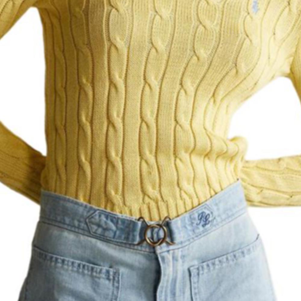 Polo Ralph Lauren Solid Logo V-Neck Long Sleeve Knit Sweater Women Sweater Yellow 211570011-102