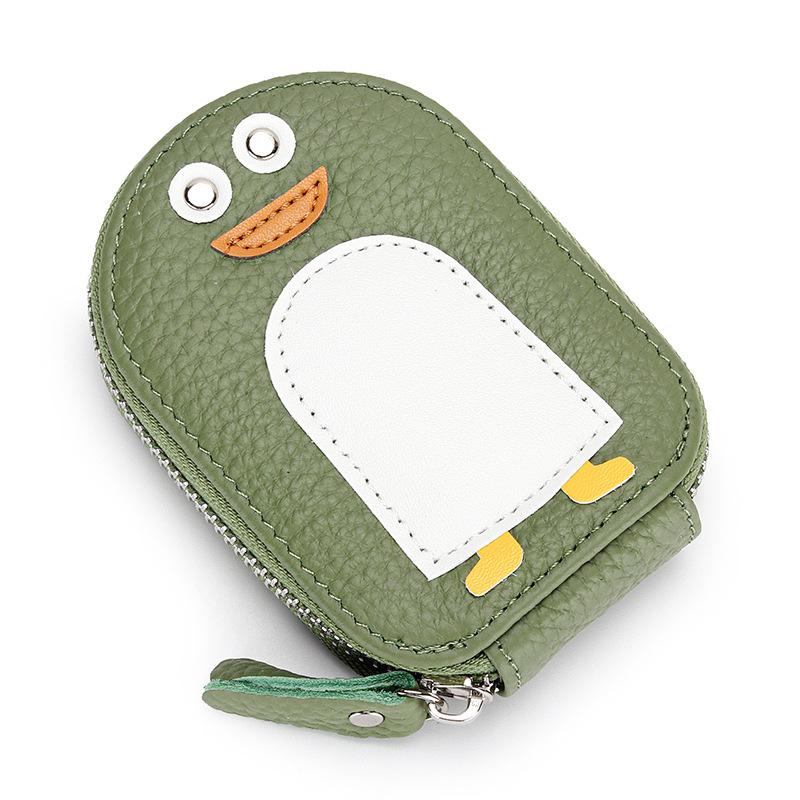 Card Bag Women's Leather Small Exquisite Cartoon Penguin Change First-layer Cowhide Cute ID