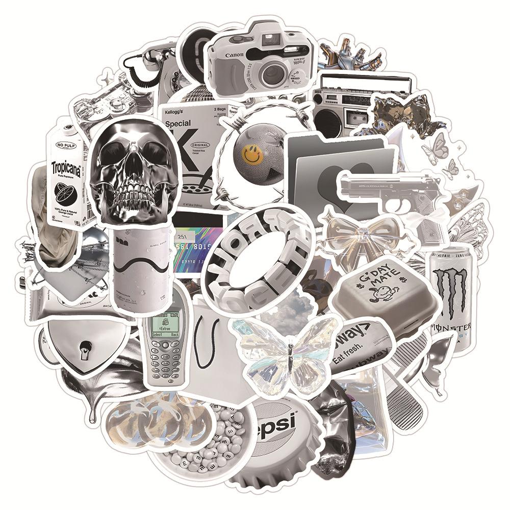 63PCS INS Wind Shiny Pink Silver Small and High Sense Personalized Stickers For Helmet Notebook Laptop Decal