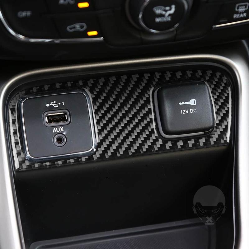 For Jeep Compass 2018- Real Carbon Fiber Sticker Central USB Charging Port Panel Car Accessories Interior Decorative