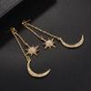 European-American Rhinestone Crystal Tassel Sun & Moon Stud Earrings