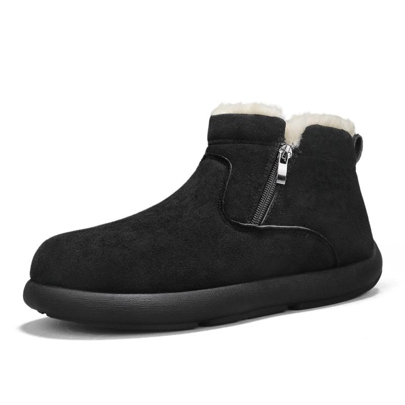 Winter Men Snow Boots Suede Casual Cotton Shoes Outdoor Comfortable Anti-slip Walking Shoes Warm Plush Mens Ankle Boots 39 чёрный 3690₽