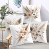 Beige Floral Patterned Cushions for Home Decor Polyester Pillowcase, Sofa Decorative Cushion Cov Headboard Pillow