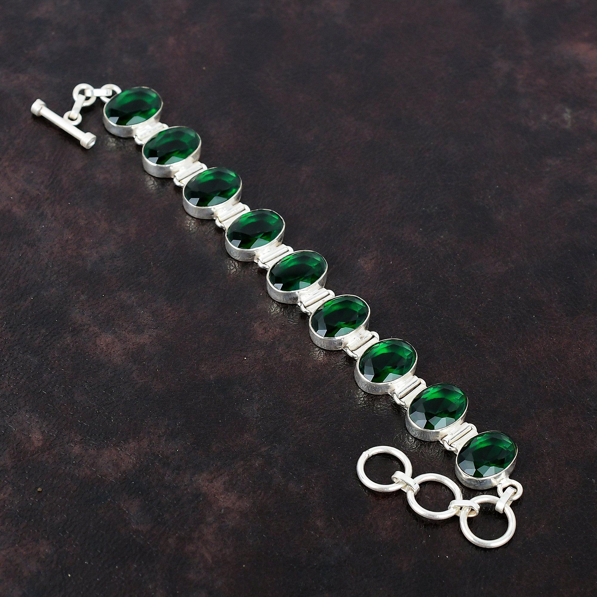 

Браслет из граненого хромдиопсида Браслет из драгоценного камня Браслет из стерлингового серебра 925 пробы Регулируемый браслет-цепочка Ювелирные изделия ручной работы Подарки на помолвку Adjustable